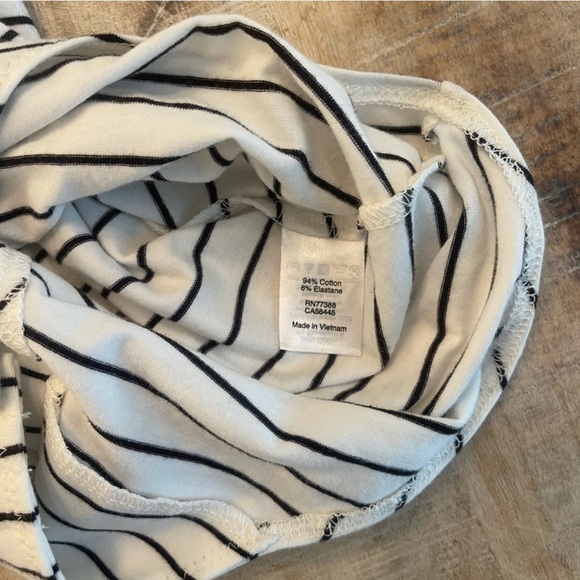 J. Crew Black and White Striped Off the Shoulder Ruffled Bodysuit - Picture 8 of 10